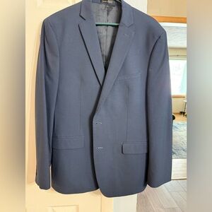 Men's Navy Blazer sport coat van heusen size 44 slim flex